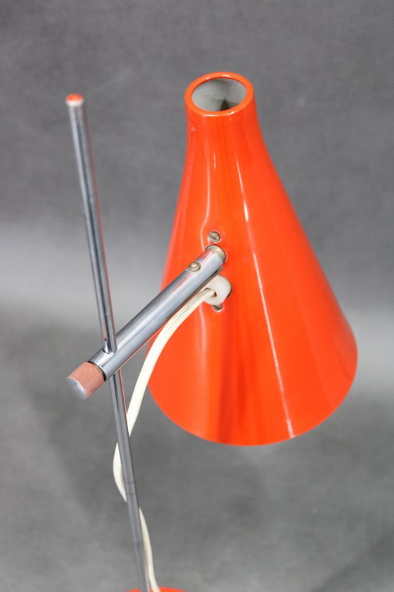 Image 1 of Josef Hurka Red Chrome Table Lamp Mid Century Czechoslovakia 1970s