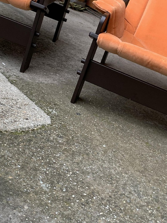Set of Mid-Century Arts & Crafts Lounge Chairs from Képcsarnok, Armchairs, Wood, Brown, Mid Century Modern (photo 8 of 8)