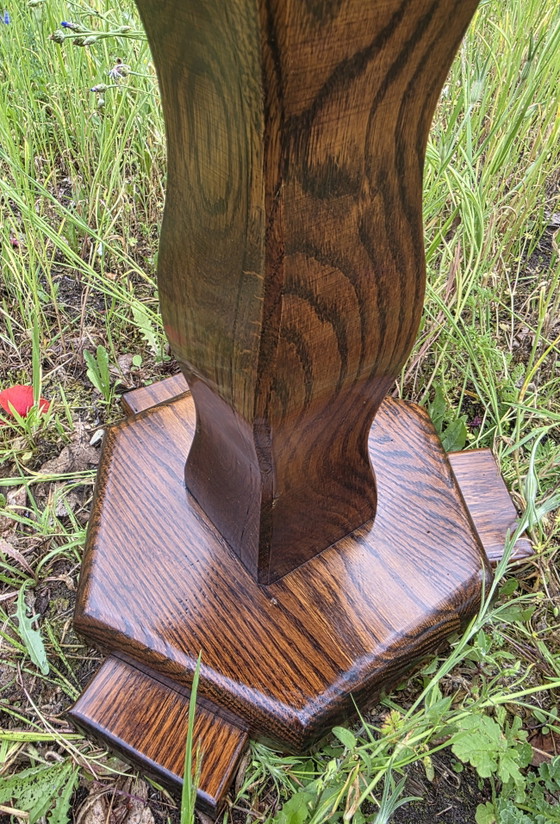 Image 1 of Table d'appoint en chêne massif – Table colonne vintage