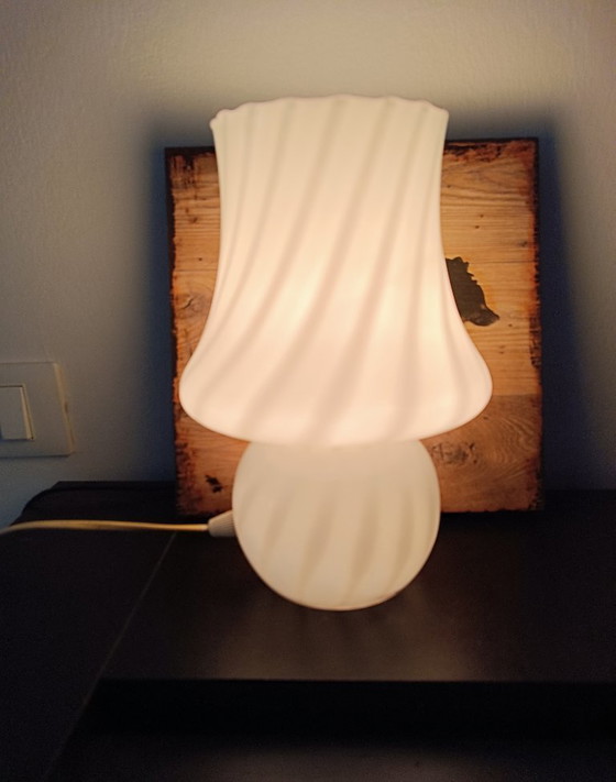 Image 1 of MURANO Vintage "Fungo" Bedside Lamp in Swirl Layered Glass - Mid-Century - Handmade - Made in Italy - Perfect