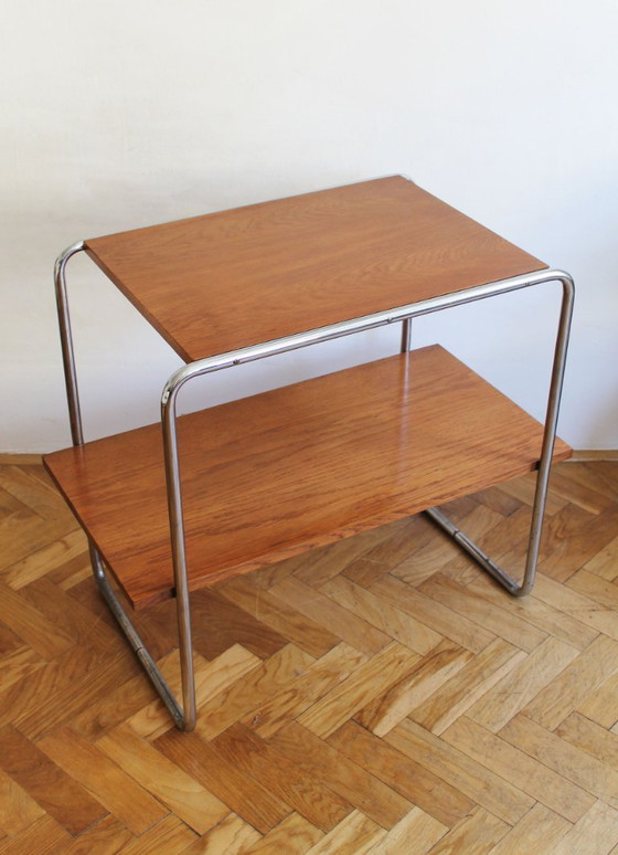 Image 1 of Modernistische bijzettafel van buisvormig staal uit de jaren 30 | Stijl van Marcel Breuer