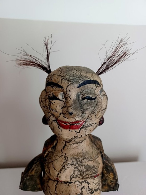 Image 1 of Vietnamese Water Puppet – ‘Laughing Boy’ – Hand‑Carved Wood, Matte Lacquer, 26 cm