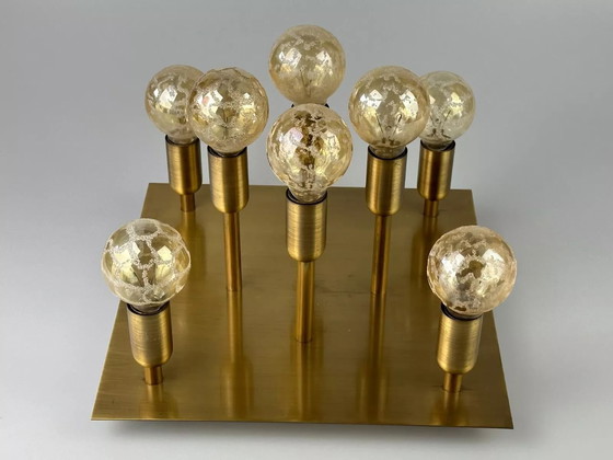 Image 1 of 60s 70s plafondlamp Sölken Leuchten Duitsland Design messing Space Age