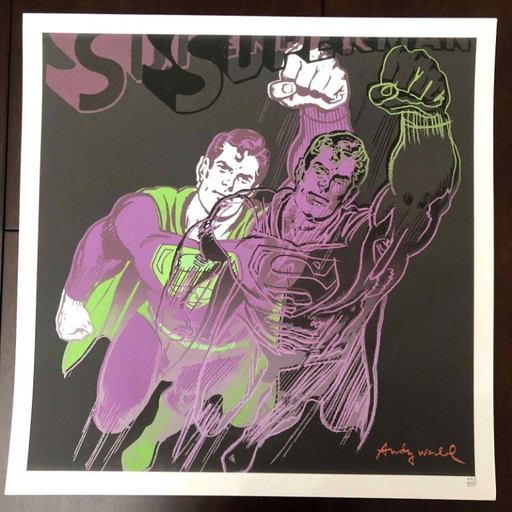 1990s After Andy Warhol "Superman" Lithograph – lithos zeefdrukken, Paper
