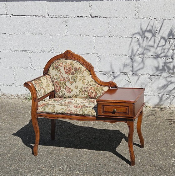 Image 1 of Franse telefoonbank/tweezitsbank/roddelbank - Louis XV-stijl - jaren 70