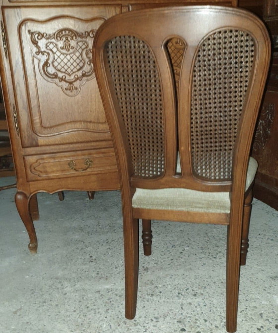 4 chaises de salle à manger classiques en chêne – Textile, Wood (photo 3 of 6)
