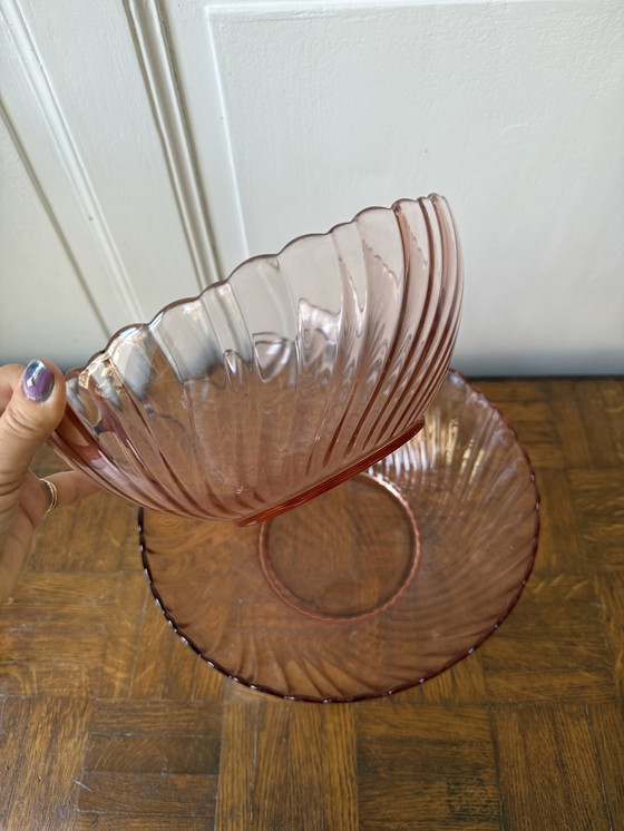 Image 1 of Set de 4 Ensaladeras de Cristal Rosa