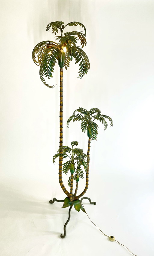 Vintage Stehlampe mit bemalter Palme
