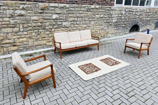 Set di sedute Ole Wanscher France and Son, divano e poltrona vintage anni '60 '70, stile Mid Century.