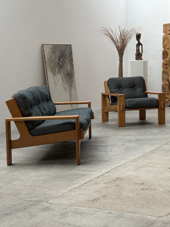 Image 1 of ESKO PAJAMIES FÜR ASKO „BONANZA“ SET 2 SESSEL & 1 SOFA EICHE HOLZ FINNLAND 1970er