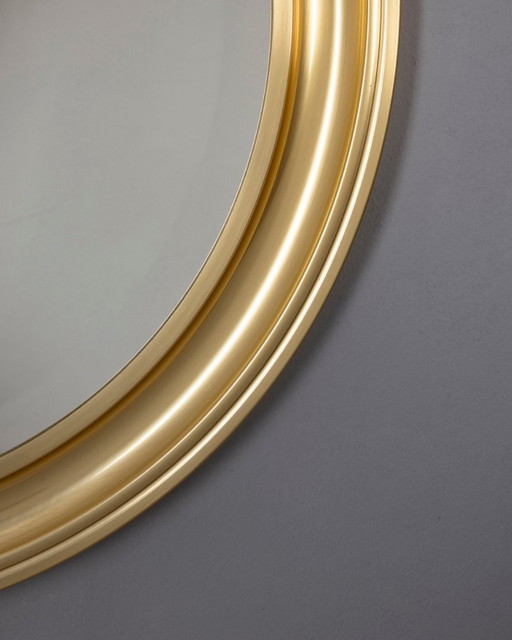 Vintage Italian Round Wall Mirror in Brass, 1970s – spiegels (photo 2 of 8)