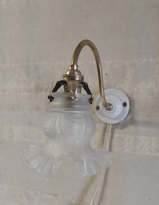 Art Deco style wall sconce in brass and glass paste - mid-20th century