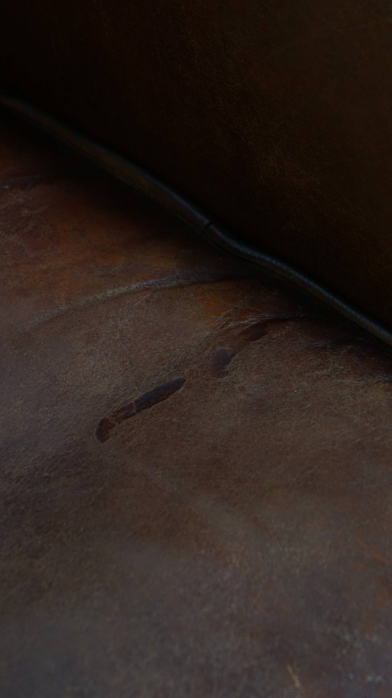 Image 1 of Stoere cognac kleurige schapenleren clubfauteuil 