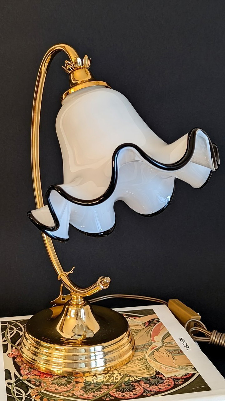 Lampe de bureau en cristal et laiton de Pietro Chiesa pour Fontana Arte