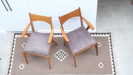2 Teakholz-Sessel aus den 1960er Jahren – Beistellstühle, Textile (photo 4 of 7)