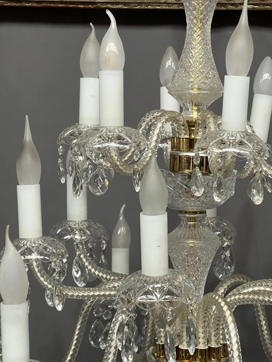 Lustre de style Louis XV. Cristal massif, avec nouveau câblage électrique., Verre, Transparent (photo 4 sur 8)