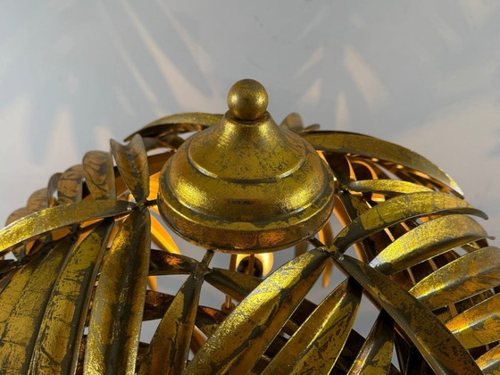 Image 1 of Gran lámpara de pie/palmera estilo Hollywood Regency, al estilo de Maison Jansen, Francia, década de 1970