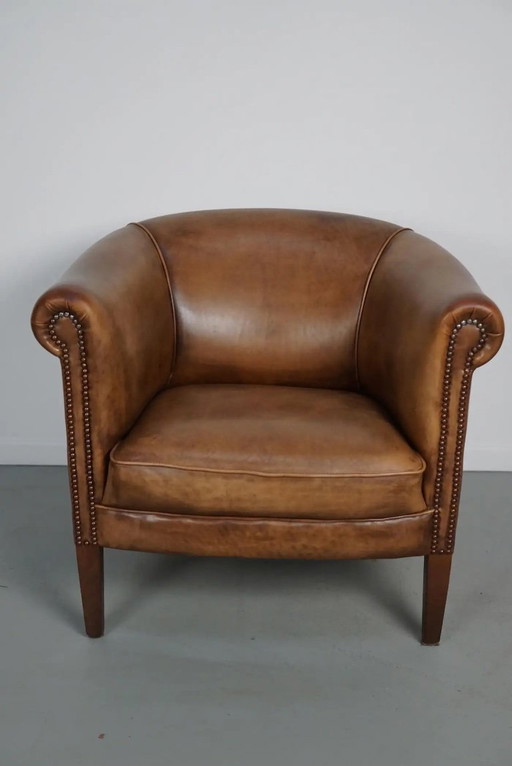 Vintage-Clubsessel aus den Niederlanden in cognacfarbenem Leder