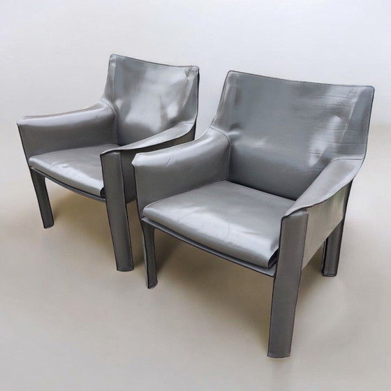 Image 1 of Set 2x Mario Bellini Cab Lounge Chair Poltrona Modello 414 Cassina