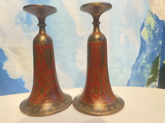 Image 1 of 2x Indian trumpet vases/chalices
