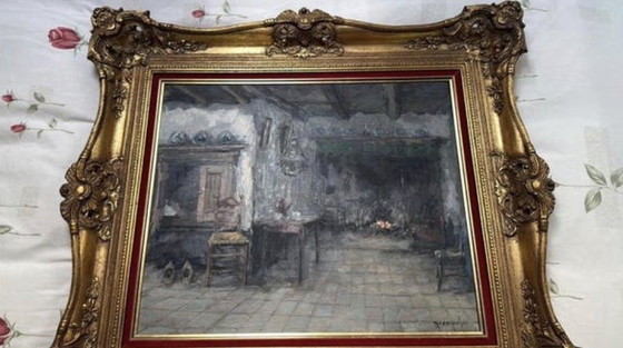 Image 1 of Theodorus Van Oorschot Oil on Canvas, Interior Framed