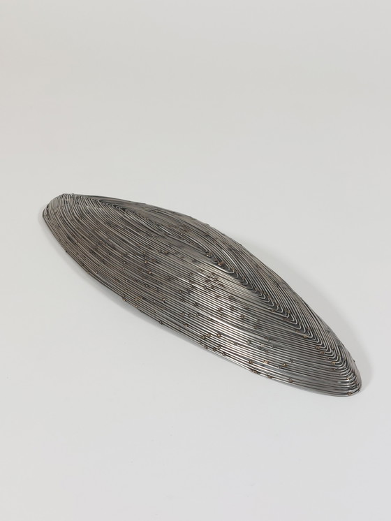 Image 1 of Cesto di frutta vintage fatto a mano di metà secolo, fruttiera, filo metallico