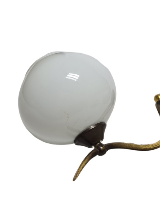Art Deco wandlamp, Polen, jaren 1950 – Wandlampen, Glass, Brass (photo 8 of 9)