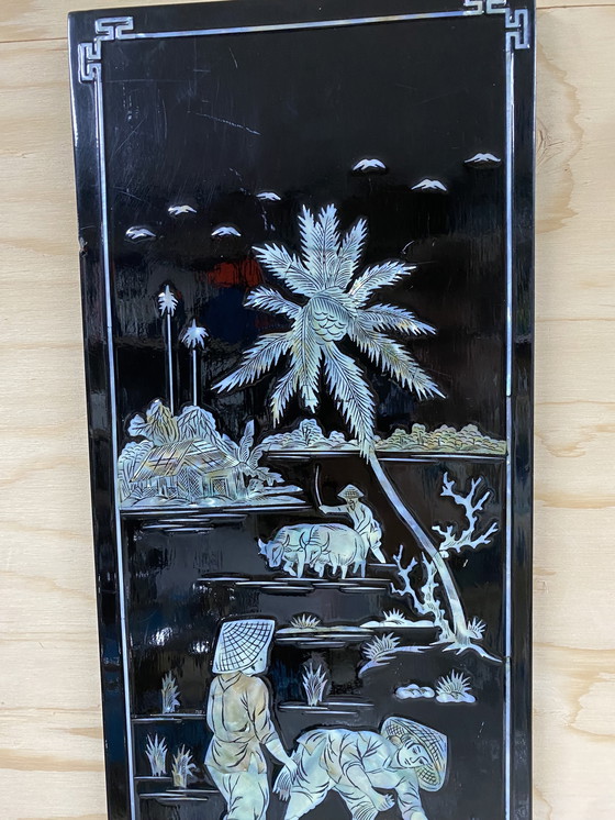 Image 1 of Targa da parete in lacca nera madreperla