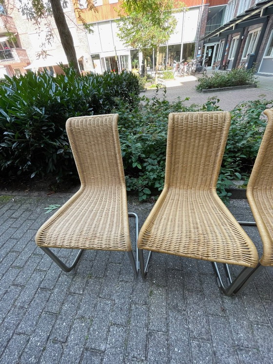 Image 1 of 6x Tecta B20 Eetkamer stoelen, Beige / zilver