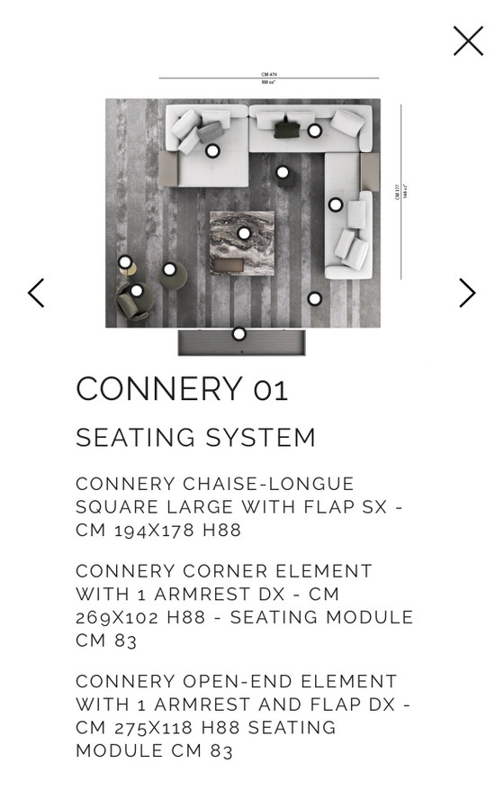 Minotti Connery Configuration 01 497x377cm Tessuto Tibet Pelle Aspen – Divani modulari, Metal, Leather (photo 5 of 8)