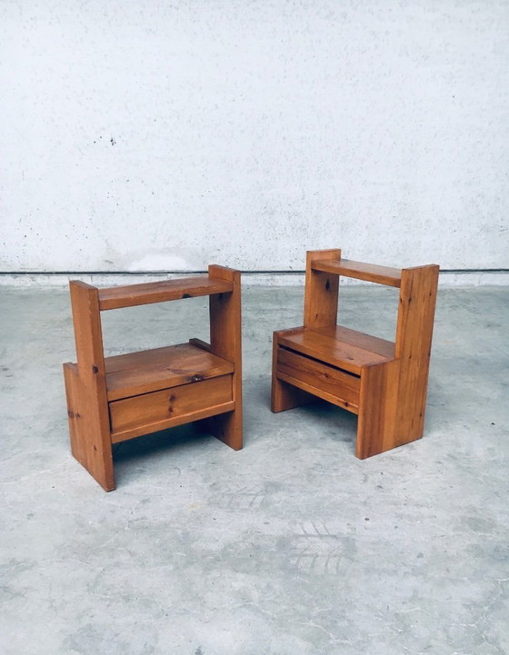 Image 1 of Midcentury Scandinavian Design Pine Bedside Table Set, 1960's Sweden