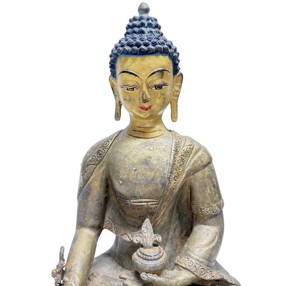 Antique Buddha with Original Painting – Lot 459 – Sculpture (photo 9 of 13)