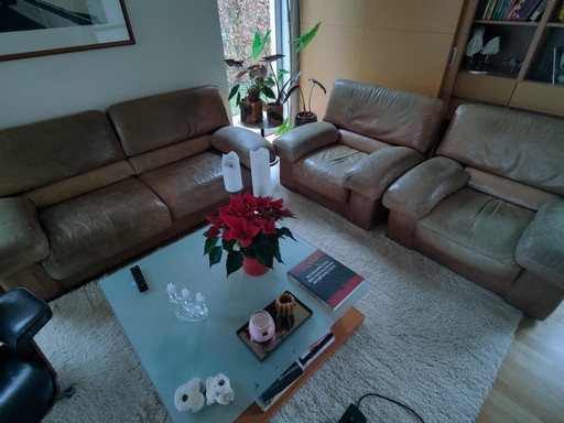 Ensemble de canapés vintage en cuir de buffle – Design intemporel, confort inégalé et caractère authentique