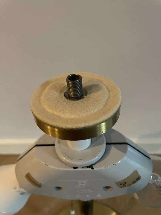 Image 1 of Space age paddestoel messing en glazen tafellamp van Peill & Puzzler 1970s