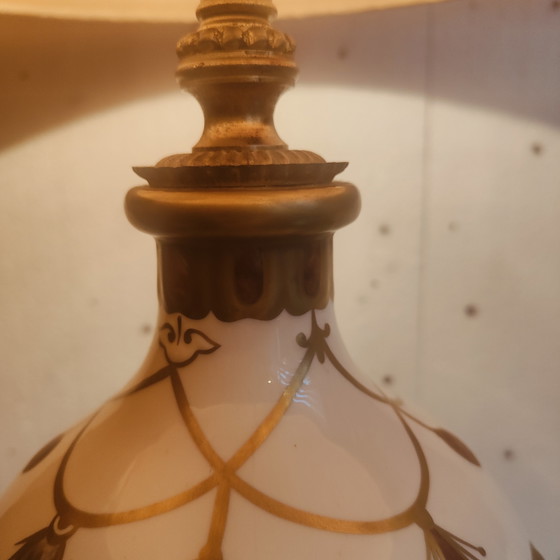 Image 1 of Giulia Mangani porcelain lamp chinoiserie decor with flowers, 1950's ca, Italian