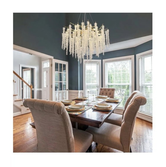 Image 1 of Akeelighting Gouden Kristallen Kroonluchter 31,5” Moderne Boomtak Luxe Eetkamer