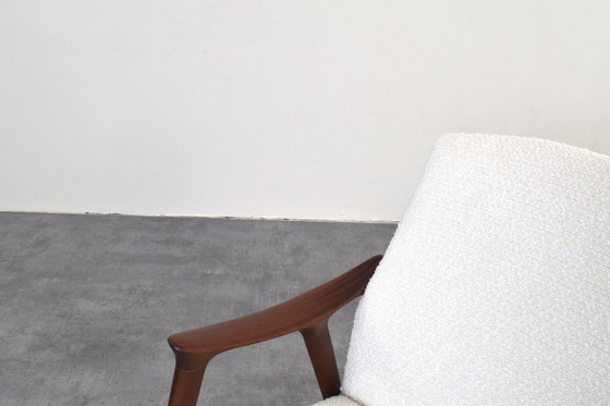 Image 1 of Mid-Century „Tenor“-Sessel aus Teakholz und Bouclé von Møre Lenestolfabrikk, 1960er Jahre.