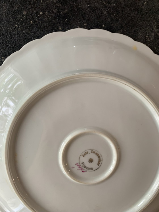 1 large plate and 6 small plates – Gebr. Swemmelaar, Crockery, Gold, Porcelain (photo 4 of 10)