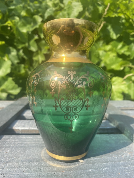 Murano smaragd en gouden vaas