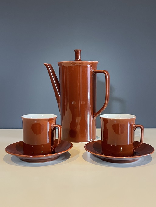 Villeroy & Boch Luxembourg coffee set - chestnut brown vintage design, 1960s