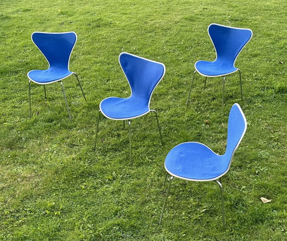 Image 1 of 4x Vintage Vlinderstoelen Van Arne Jacobsen Voor Fritz Hansen, Denemarken 1979