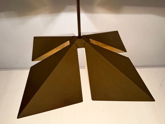 Image 1 of Lampada a sospensione/soffitto in ottone di Vereinigte Werkstätten, Germania, anni '70