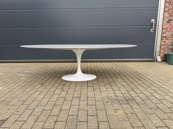 Image 1 of Original oval Knoll Tulip dining table (244cm) Carrara marble
