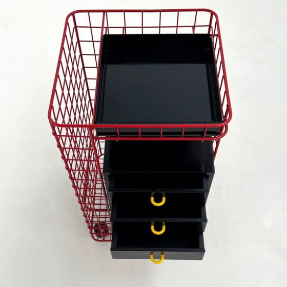 Image 1 of Postmodern Wire Chest of Drawers on Wheels, 1980s