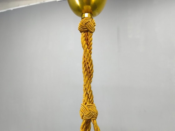 Image 1 of Art Deco hanglamp, gemarmerd glas en messing, jaren 1930