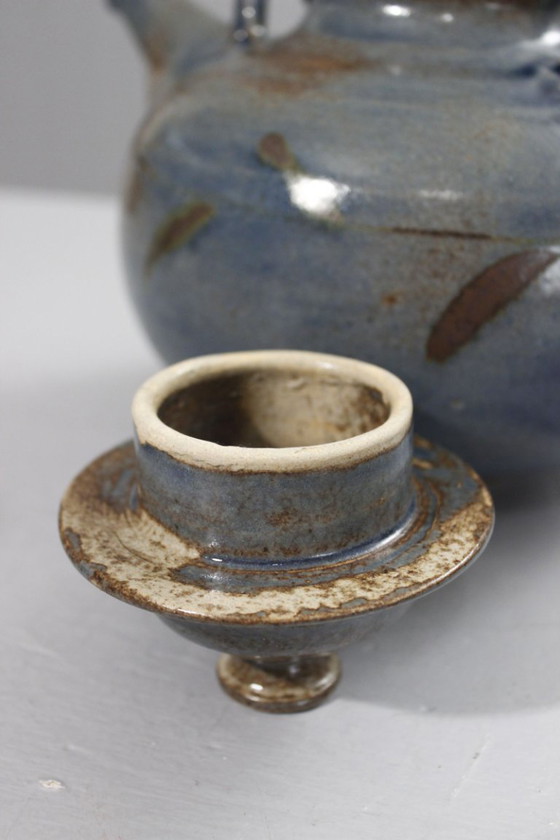Image 1 of Taber Workshop in Vallauris - Japanese-style stoneware tea set, 8 pieces, France, 1970s