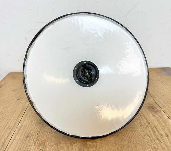 Image 1 of Industrial Petrol Enamel Military Pendant Lamp with Cast Aluminium Top, 1960s