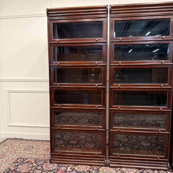Set of Classic English Globe Wernicke Bookcases – Glass, Wood (photo 11 of 15)