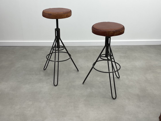 Image 1 of Set of 2 adjustable industrial stools
