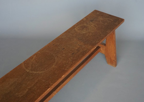 Image 1 of Long banc d'église vintage de l'école Bossche